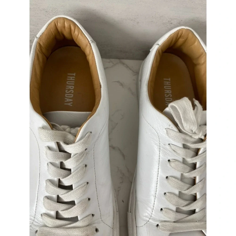 Thursday Boot Company Leather Sneakers Men's Sz 12 White Low Top